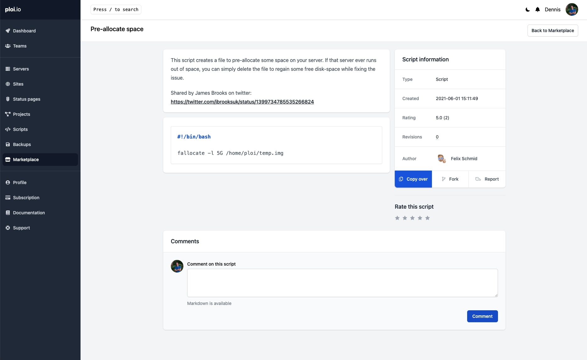 Marketplace script types