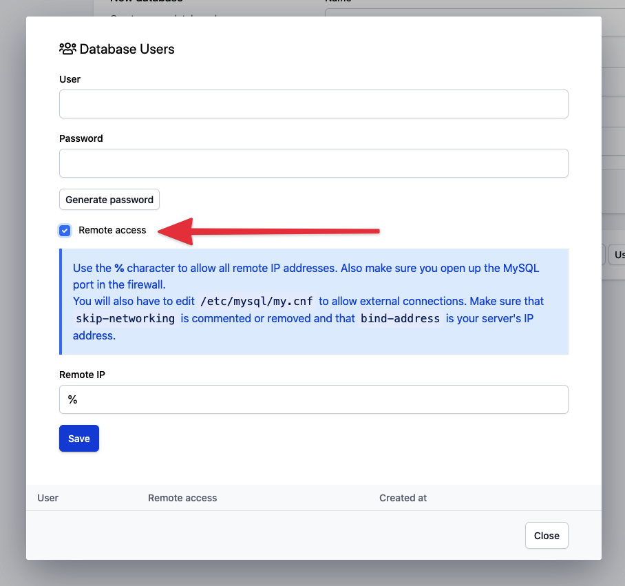 mysql create user for remote access