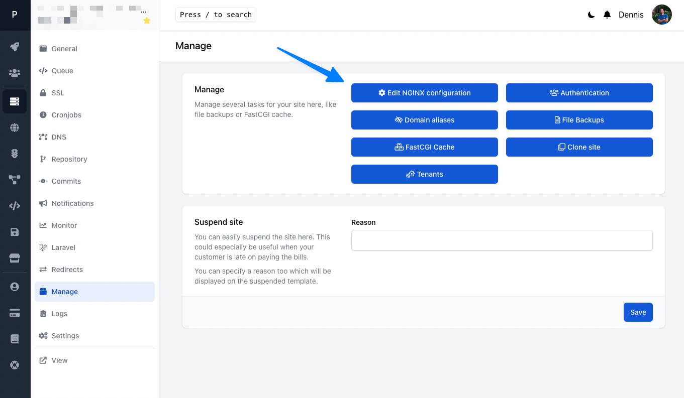 How do I enable the access log in NGINX? Server Management Tool