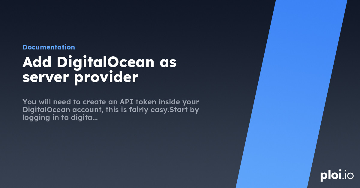 Add DigitalOcean As Server Provider Server Management Tool