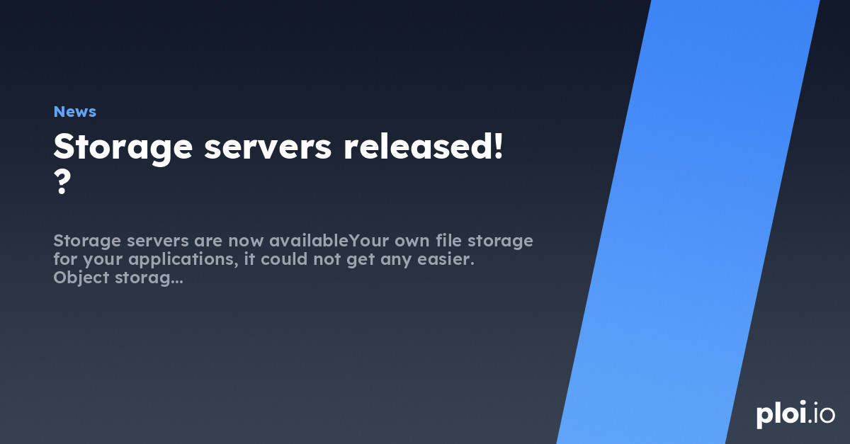 Storage servers released! ? Server Management Tool