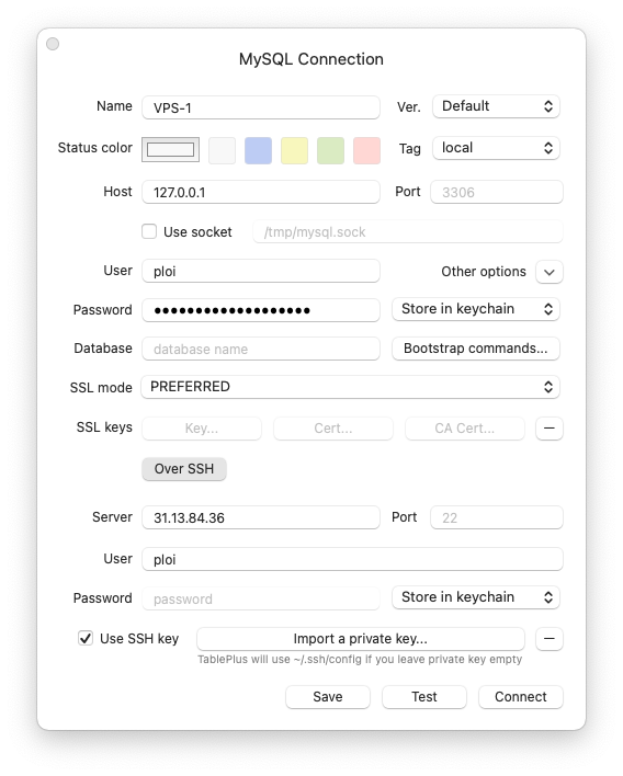 tableplus connect to mysql